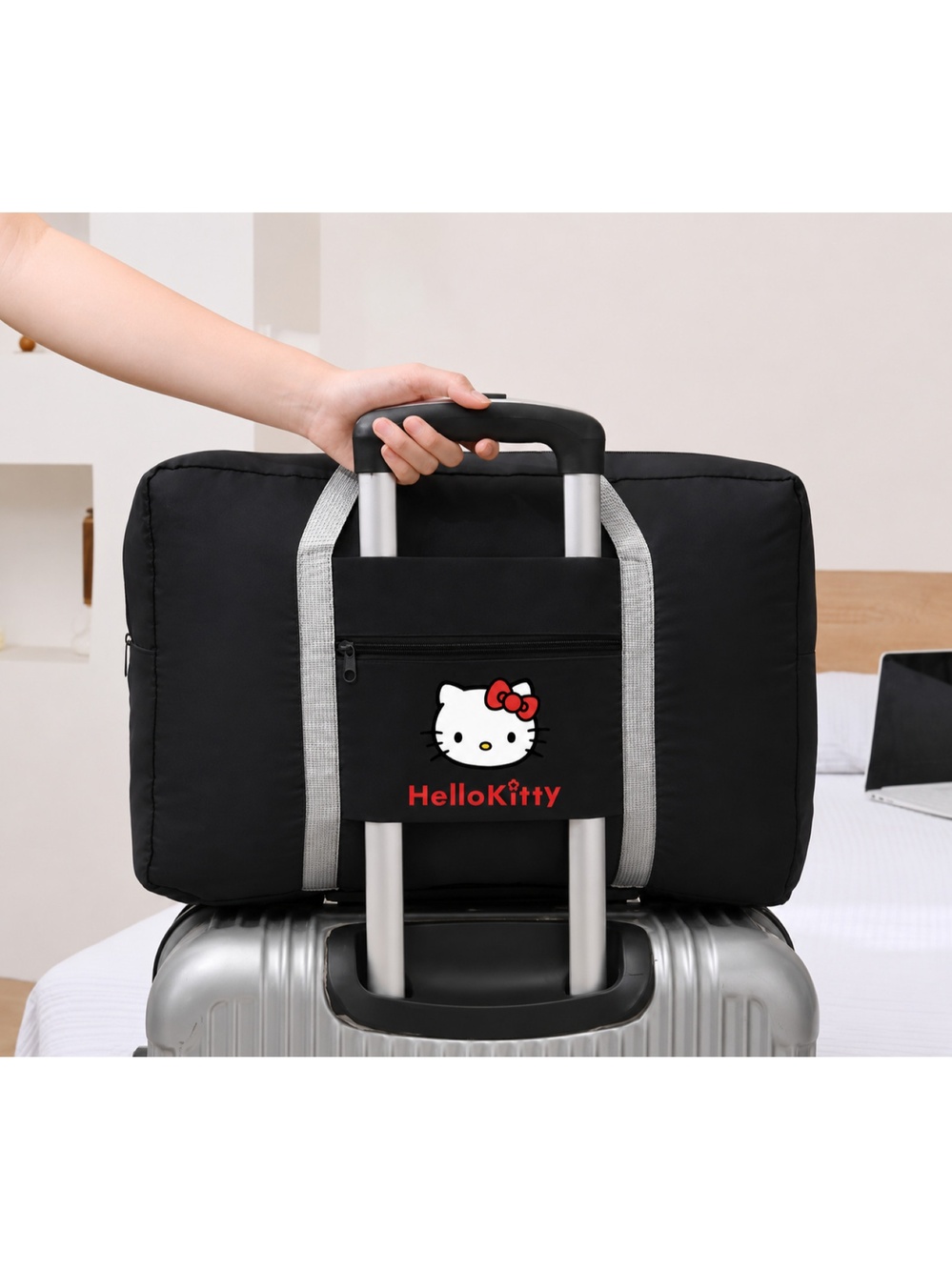 Hello Kitty Foldable Airplane Travel Bag Lightweight Carry‑On Clothing Luggage